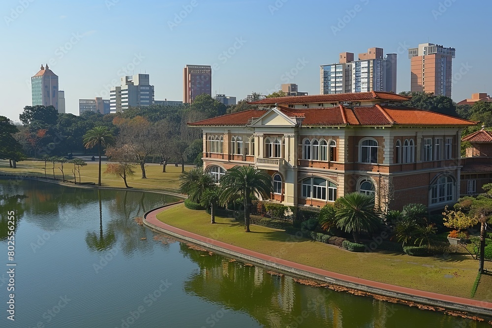 Fototapeta premium Verdant Park Haven: Urban Oasis Integration