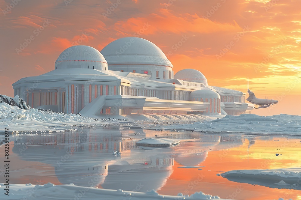 Isolated Tranquility: Floating City on Vast Lake Isolated Tranquility: Floating City on Vast Lake
