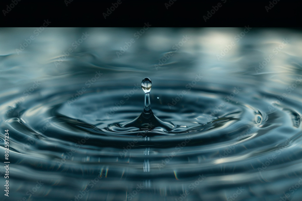 A single droplet of water on a smooth surface.