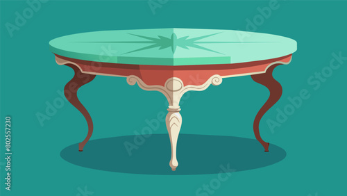 An old chipped table transformed into a stunning centerpiece through expert refinishing techniques.. Vector illustration