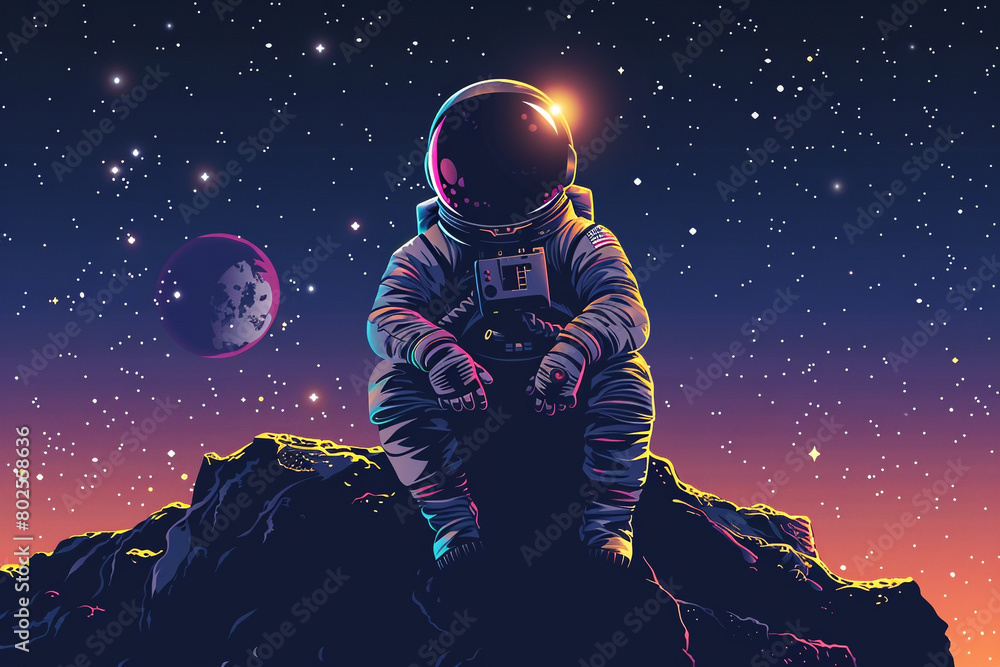 astronaut vector image illustration with dark background. astronaut vector image illustration with dark background.