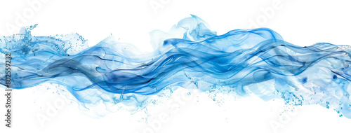 Dynamic blue water splash captured in high resolution isolated on transparent background