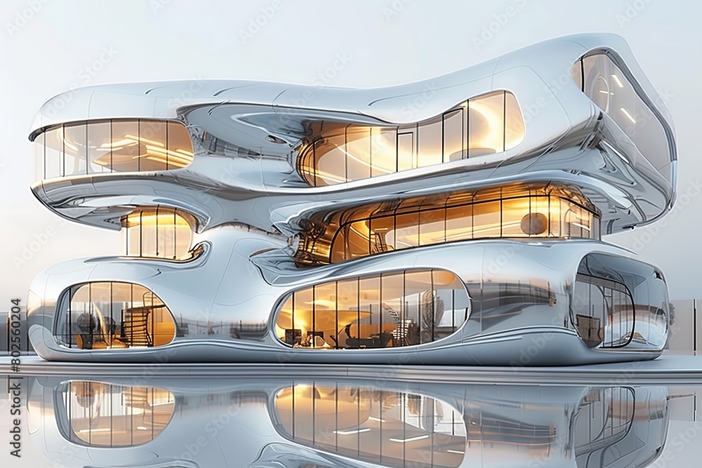 Obraz premium Fractured Planes: Gravity-Defying Architectural Elegance
