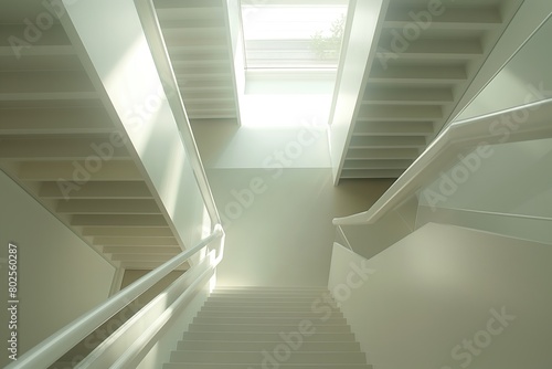 A white staircase with a clear view of the steps