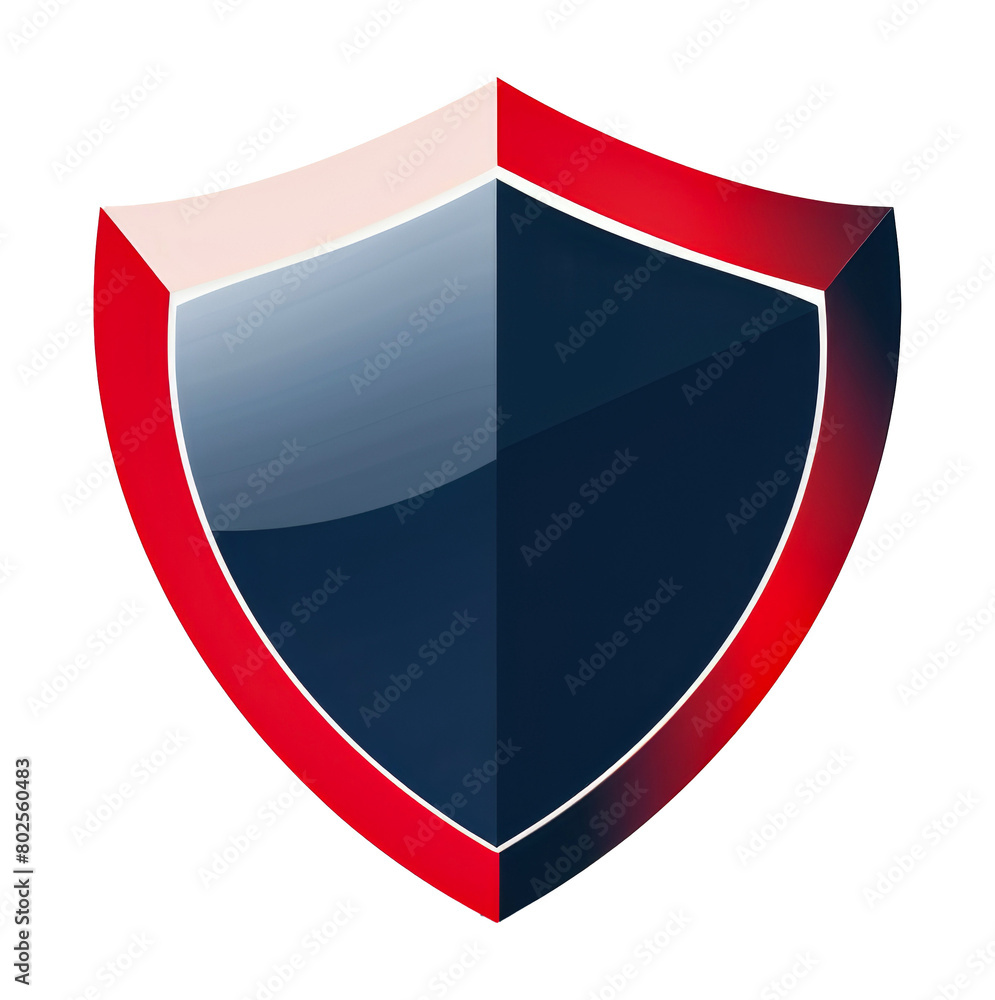 Red and blue glossy shield logo isolated on transparent background Red and blue glossy shield logo isolated on transparent background