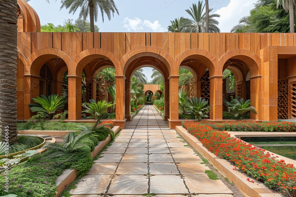 Obraz premium Sacred Geometry Harmony: Interlocking Shapes & Patterns in Geometric Architecture