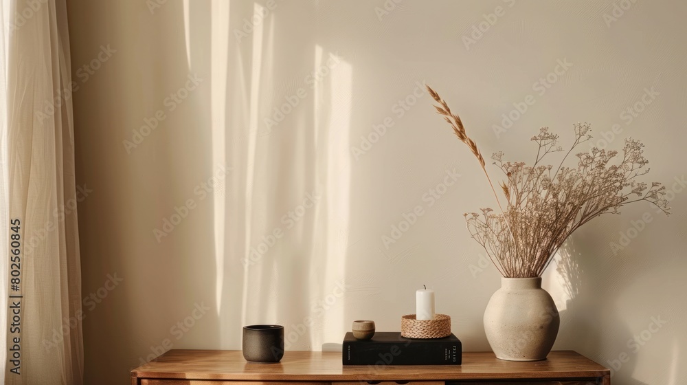 close up view of living room interior with bright wall copy space with personal accessories home decoration template.Ai generated close up view of living room interior with bright wall copy space with personal accessories home decoration template.Ai generated