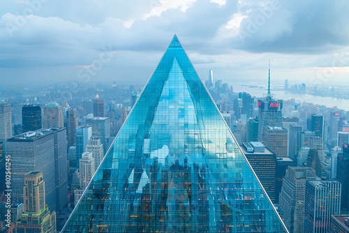 Mirrored Skyscraper: Inverted Pyramid Reflecting Cityscape Marvel photo