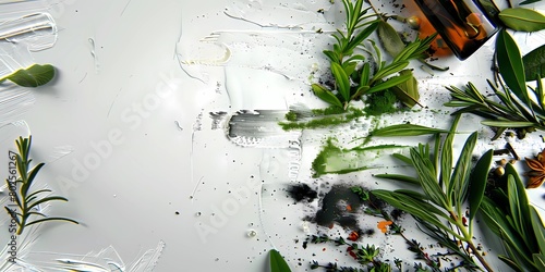 Alternative medicine with medicinal herbs background picture,  photo