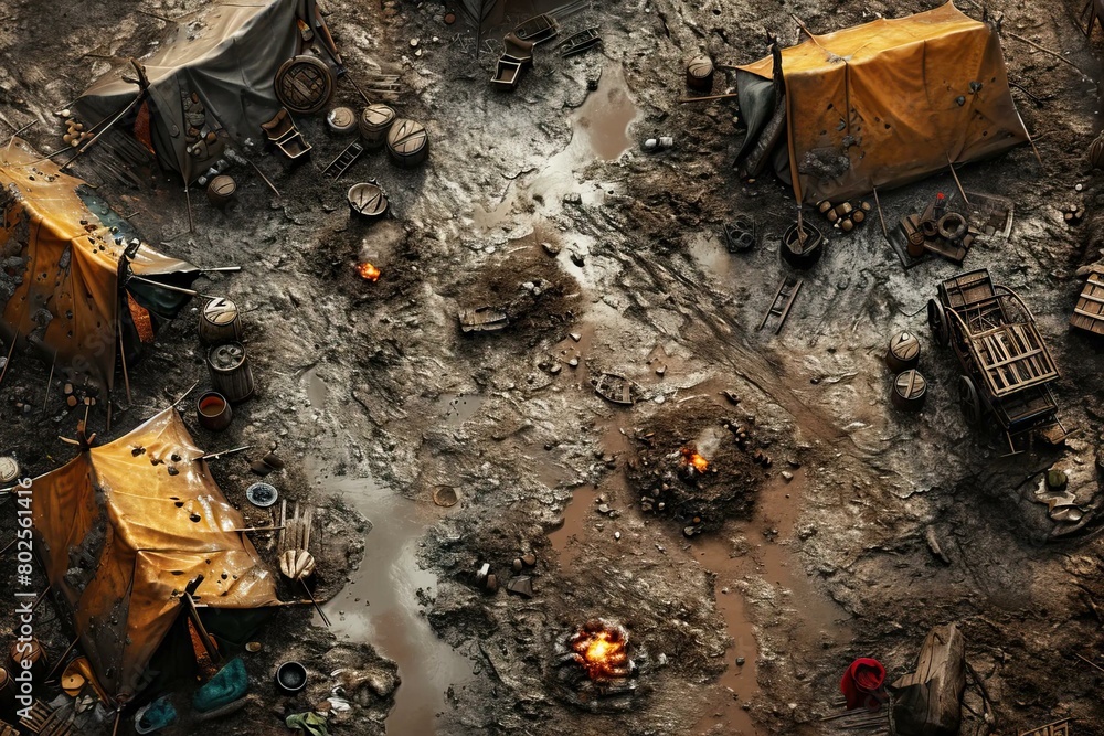 DnD Battlemap settler, camp, battlemap, mud, fantasy, tabletop DnD Battlemap settler, camp, battlemap, mud, fantasy, tabletop