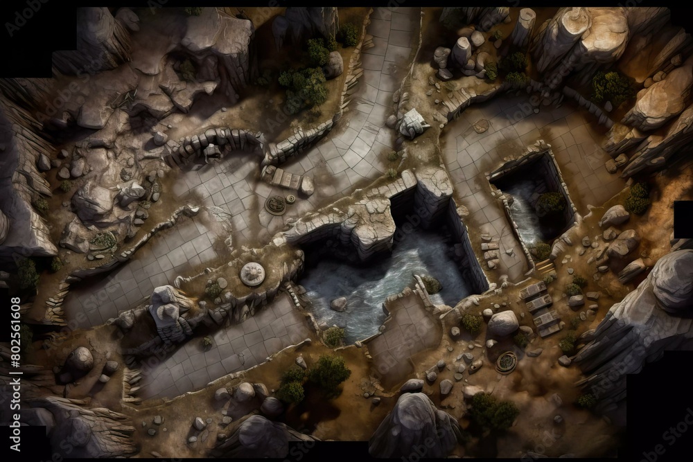 DnD Battlemap cavern, time, rift, mysterious, portal, adventure.