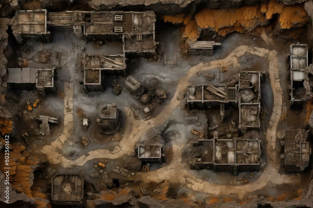 DnD Battlemap collapsed, coal, mine, entrances, caved, in