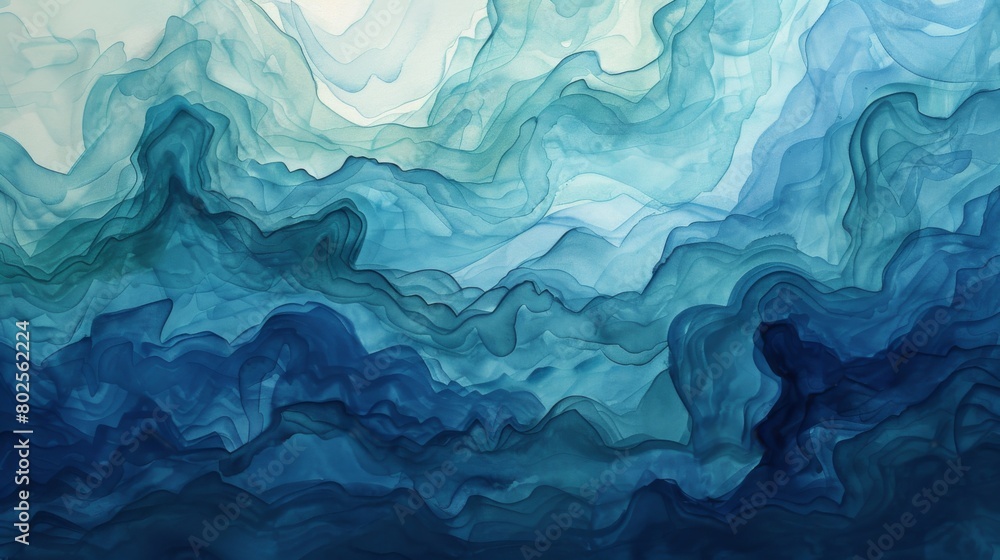 Rippling waves of watercolor paint in shades of blue and green. Rippling waves of watercolor paint in shades of blue and green.