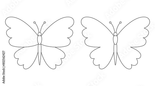 Pair of nice butterflies with wavy wings. Coloring page for children.