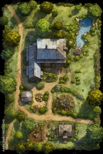 DnD Battlemap Farm in Wild Magic Zone - A mysterious farm in magical surroundings.