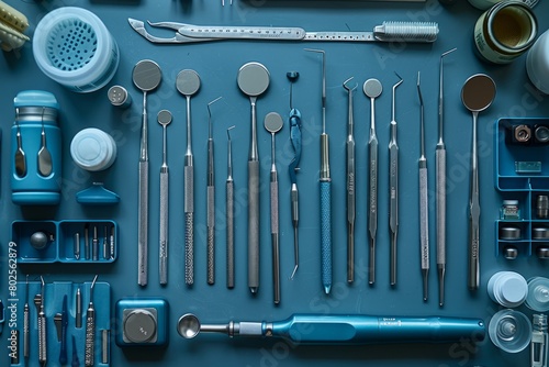 a table topped with a variety of dental instruments photo