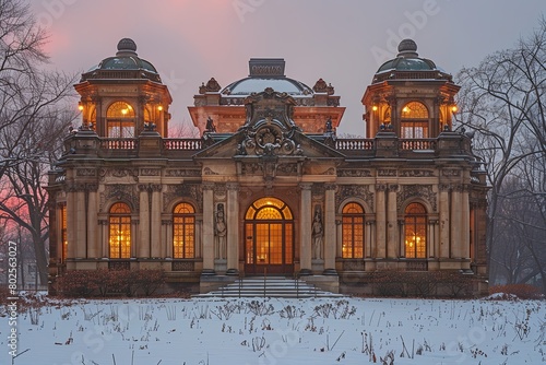 Modernized Neo-Renaissance Architectural Elegance: Symmetrical Facades, Grand Columns, and Elaborate Ornamentation photo