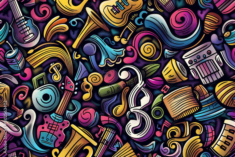 Naklejka premium Assorted Musical Instruments in a Group
