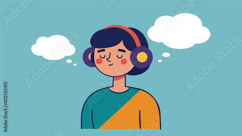 An image of a person wearing noisecancelling headphones with a thought bubble saying Just because I cant hear doesnt mean Im not listening.. Vector illustration