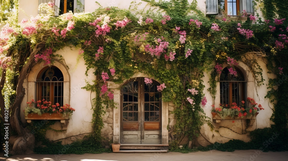 Fototapeta premium old house with flowers
