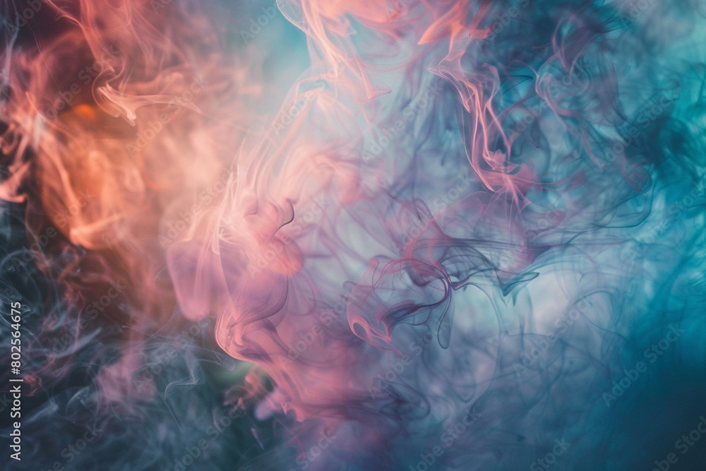 Obraz premium A shimmering, transparent mist rises slowly from a invisible surface, its delicate, swirling patterns and soft, ethereal glow creating a dreamy atmosphere.