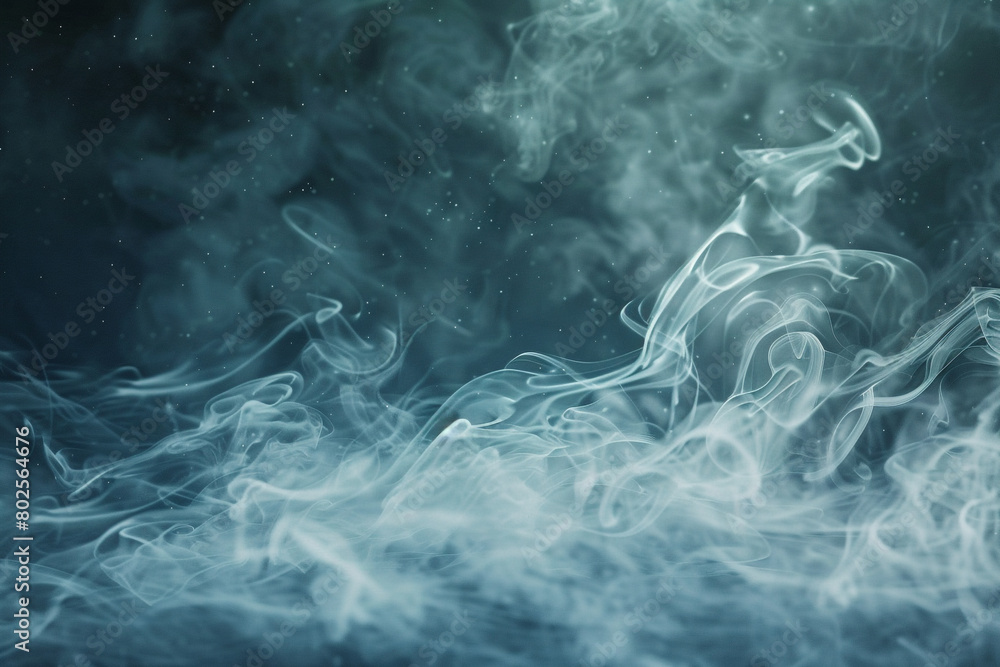 Obraz premium A shimmering, transparent mist rises slowly from a invisible surface, its delicate, swirling patterns and soft, ethereal glow creating a dreamy atmosphere.