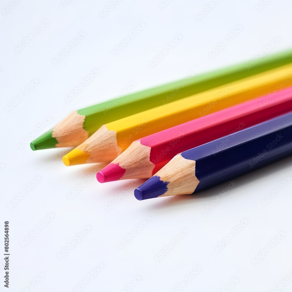 Fototapeta premium close-up color pencils on white background