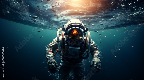 Exploring the Depths: An Astronaut's Journey into the Oceanic Unknown, Bridging Worlds of Space and Sea with Courage and Curiosity #802565426