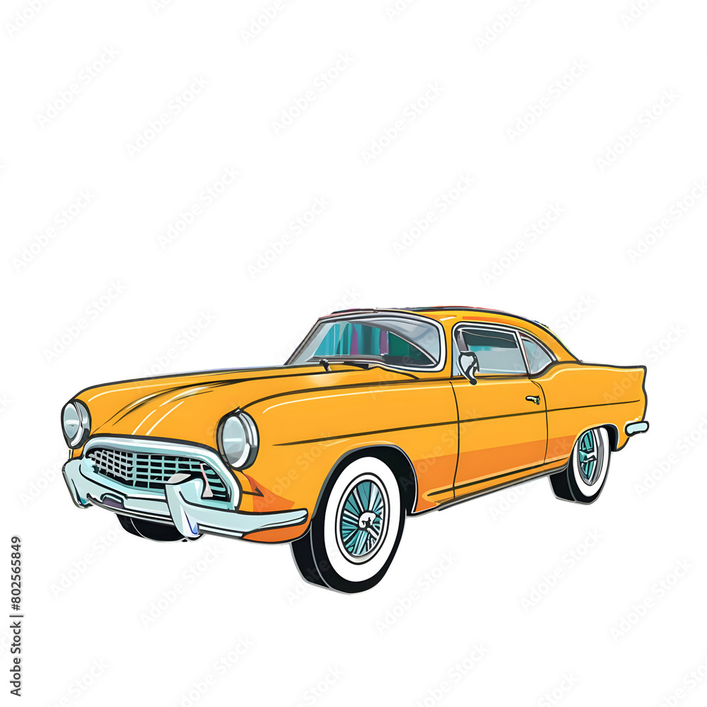 Fototapeta premium classic car illustration transparent background