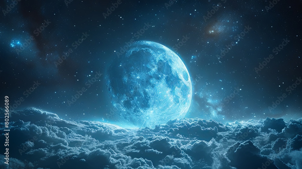 Spectacular Ramadan Moon Sighting Over Clouds With Starry Sky Spectacular Ramadan Moon Sighting Over Clouds With Starry Sky