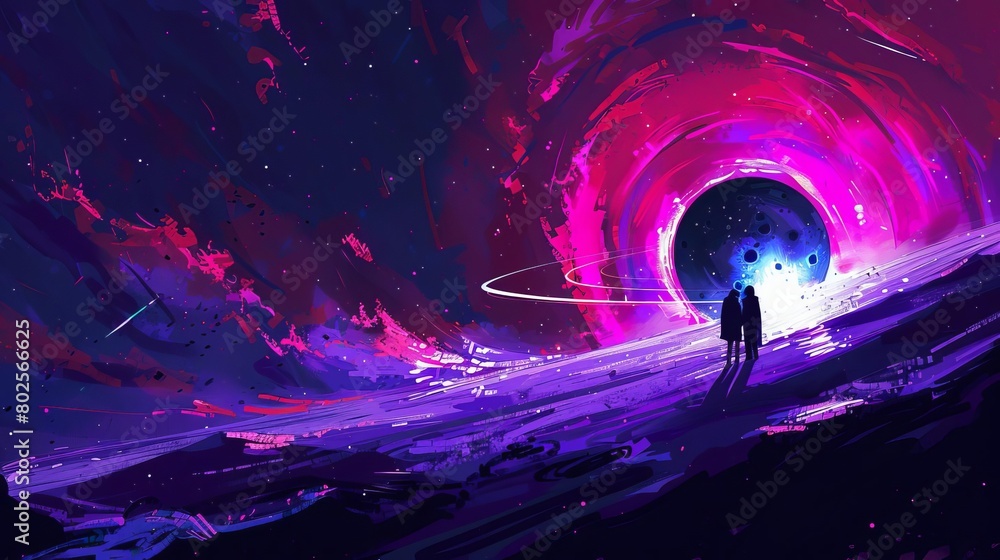 Illustrate the depths of outer space with a rich, jewel-toned color ...