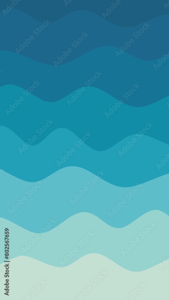 Blue gradient waves illustration summer abstract background cartoon vertical looping animation Blue gradient waves illustration summer abstract background cartoon vertical looping animation