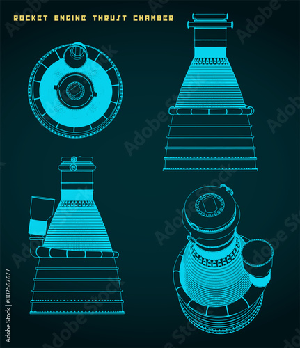 Rocket engine thrust chamber drawings