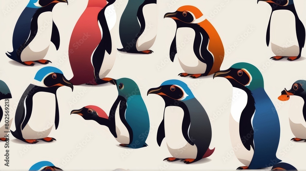 Naklejka premium funny colorful African Penguin minimalist logo