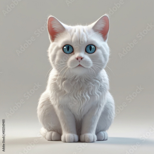 3D White Cat Model © Damai Studio