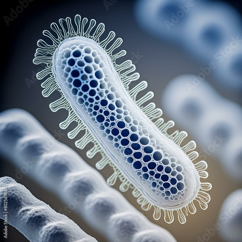 3d rendered illustration of a bacteria. Bacteria under a microscope. Microbiology. Science. 