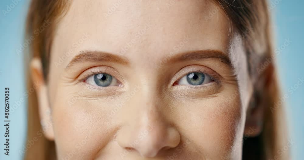Woman, eyes and studio for optometry or vision assessment, exam and eyecare or self care for wellness or wellbeing. Girl, closeup and contact lenses for glaucoma or ophthalmology, result and focus. Woman, eyes and studio for optometry or vision assessment, exam and eyecare or self care for wellness or wellbeing. Girl, closeup and contact lenses for glaucoma or ophthalmology, result and focus.
