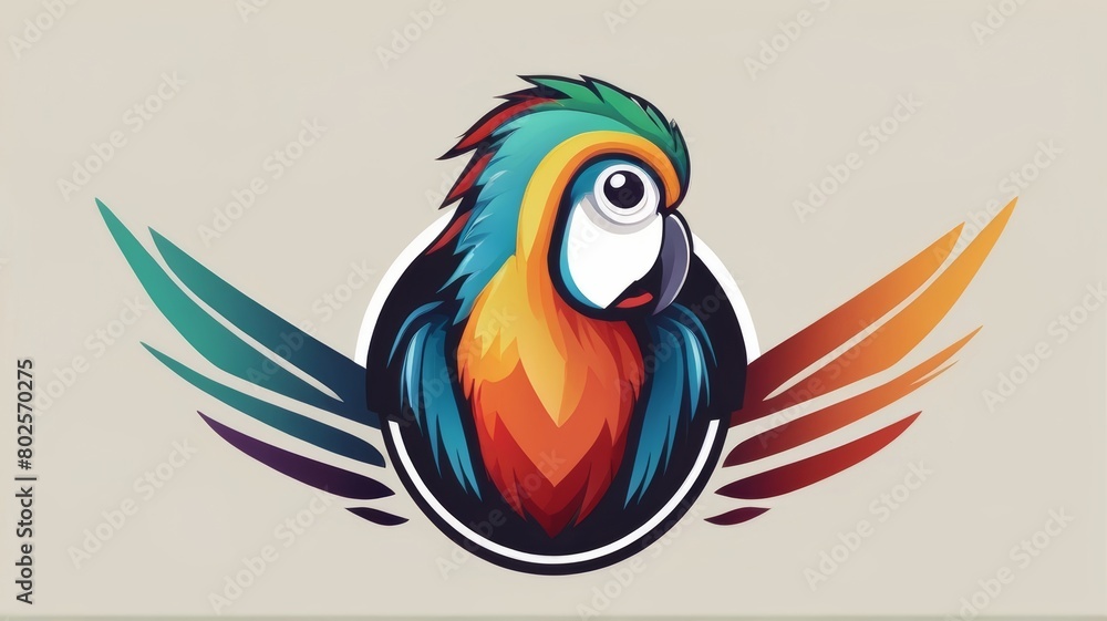 Obraz premium colorful parrot minimalist logo with a white background