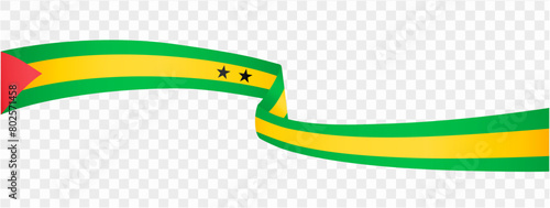 Sao Tome and Principe flag wave isolated on png or transparent background vector illustration.