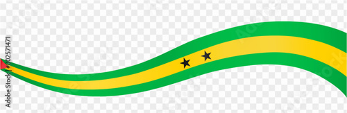 Sao Tome and Principe flag wave isolated on png or transparent background vector illustration.