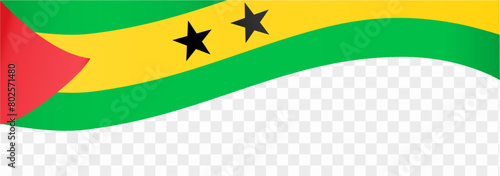 Sao Tome and Principe flag wave isolated on png or transparent background vector illustration.