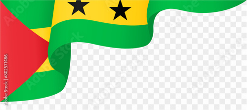 Sao Tome and Principe flag wave isolated on png or transparent background vector illustration.