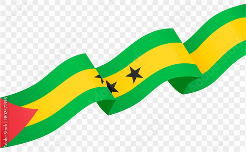 Sao Tome and Principe flag wave isolated on png or transparent background vector illustration.