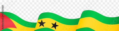 Sao Tome and Principe flag wave isolated on png or transparent background vector illustration.