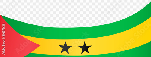 Sao Tome and Principe flag wave isolated on png or transparent background vector illustration.