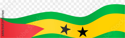Sao Tome and Principe flag wave isolated on png or transparent background vector illustration.