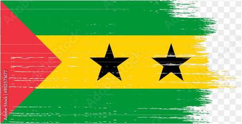 Sao Tome and Principe flag brush paint textured isolated  on png or transparent background. vector illustration