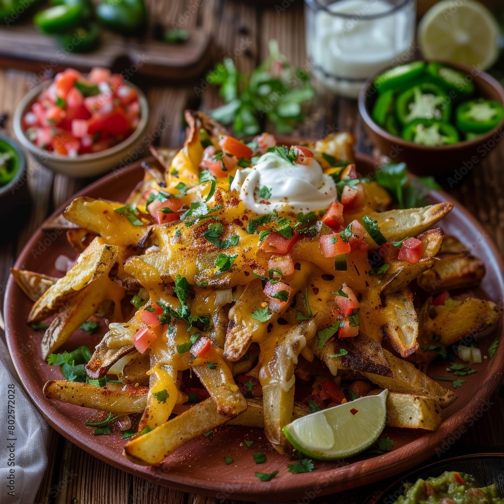 a colorful and enticing plate of nacho fries a colorful and enticing plate of nacho fries