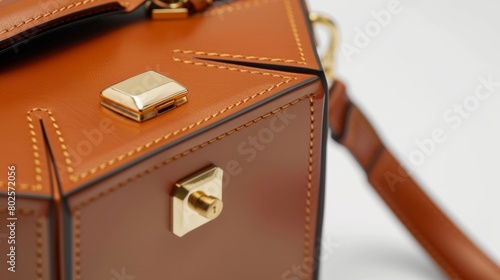 A structured box bag with a unique octagonal shape crafted from smooth calf leather and accented with gold hardware.