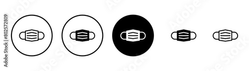 Mask icon vector isolated on white background. Man face with mask icon. Safety breathing masks. Industrial safety N95 mask. Medical mask vector icon.